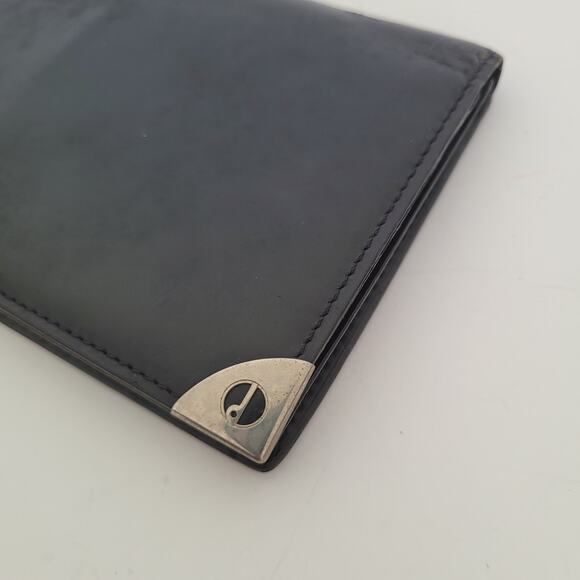 Dunhill Designer Checkbook Card Slim Bill Holder Wallet Black Bifold Leather - Picture 8 of 8